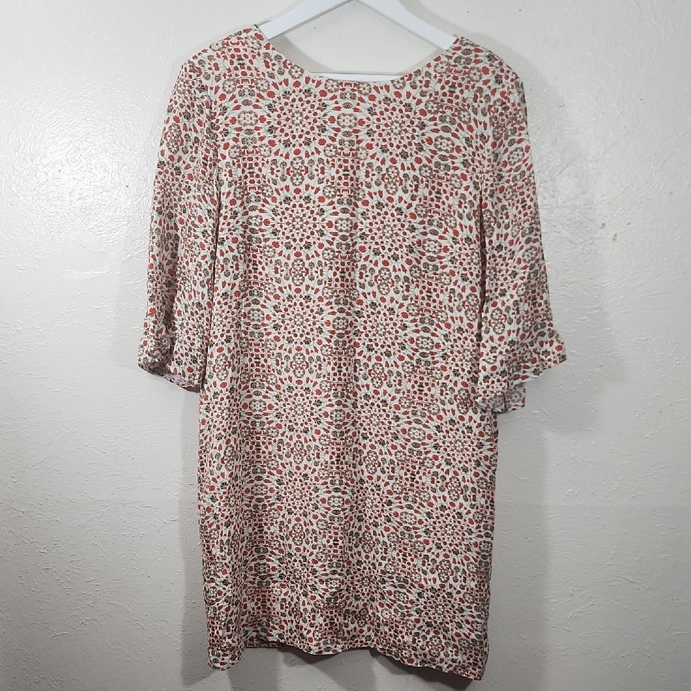 See U Soon Floral Print Mid Sleeve Shift Dress Size M